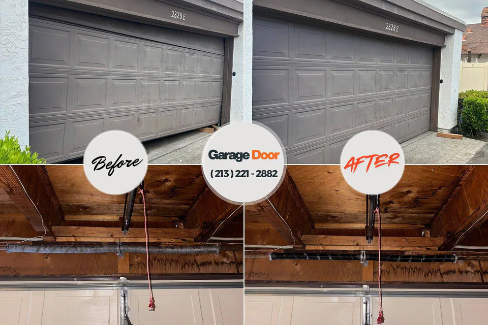 Before and after: garage door repair Sacred Heart University, CT